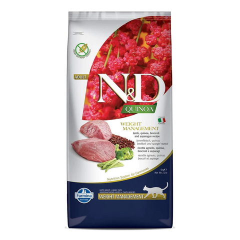 Farmina N&D Quinoa - Lamb, Broccoli & Asparagus - Grain Free - Weight Management - Adult Cat Dry Food
