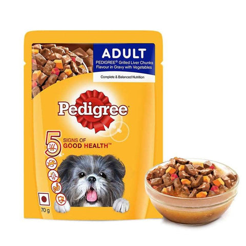 Pedigree Adult Wet Dog Food Grilled Liver Chunks Flavour with Vegetables in Gravy