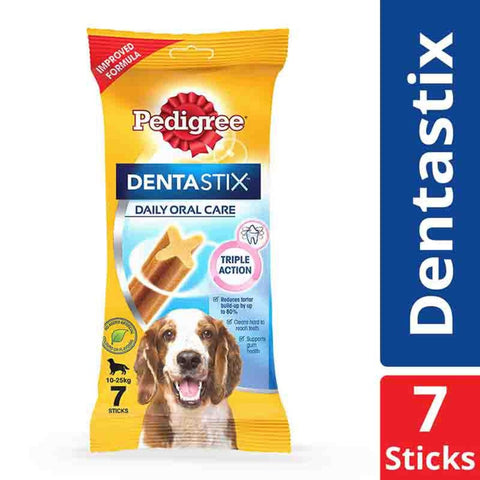 Pedigree Dentastix Dog Treat Oral Care (10-25 kg Body Weight) 180Gm (7 Sticks) for Adult Medium Breed