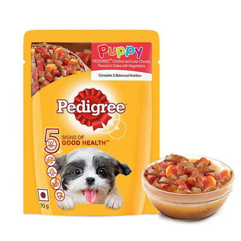 Pedigree Puppy Wet Dog Food Chicken And Liver Chunks Flavour with Vegetables in Gravy