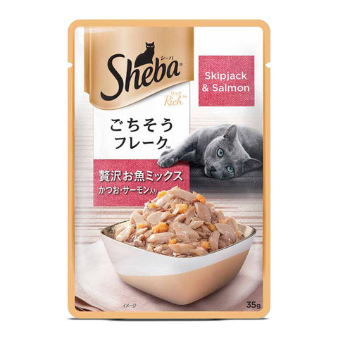 Sheba - Premium - Mix (Skipjack & Salmon) - Cat Wet Food Fish -  35 Gm Pouch
