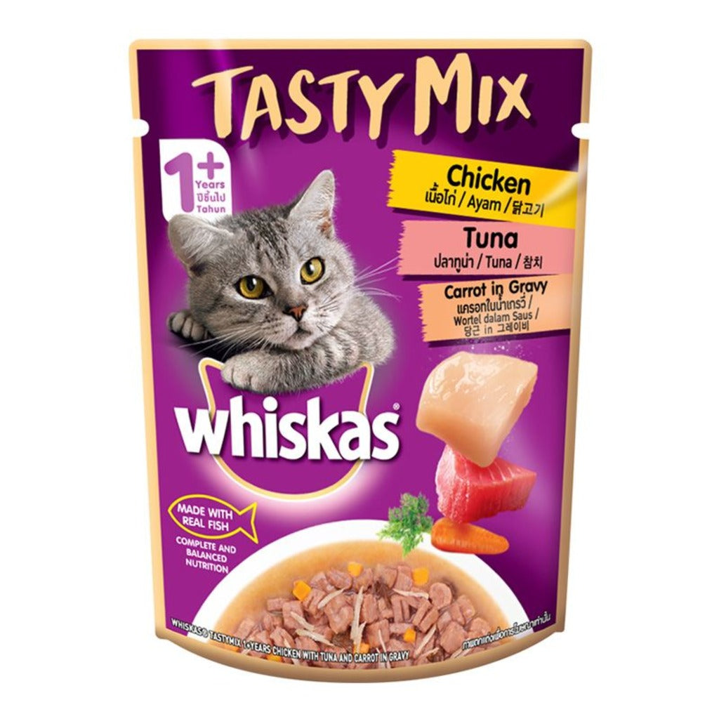 Whiskas Adult Tasty Mix Chicken With Tuna And Carrot in Gravy Flavour 1+ Years Wet Cat Food