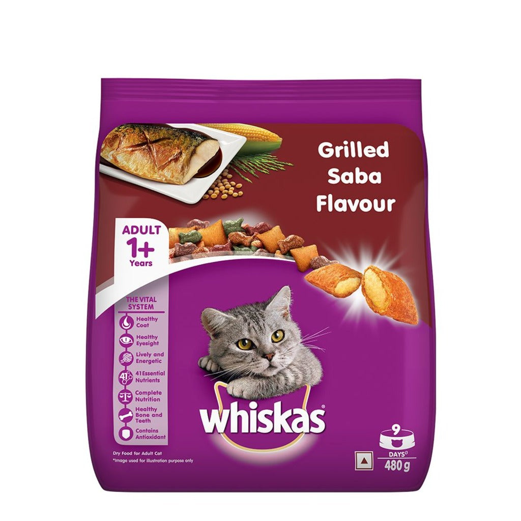 Whiskas Adult Grilled Saba Flavour 1+ Years Dry Cat Food