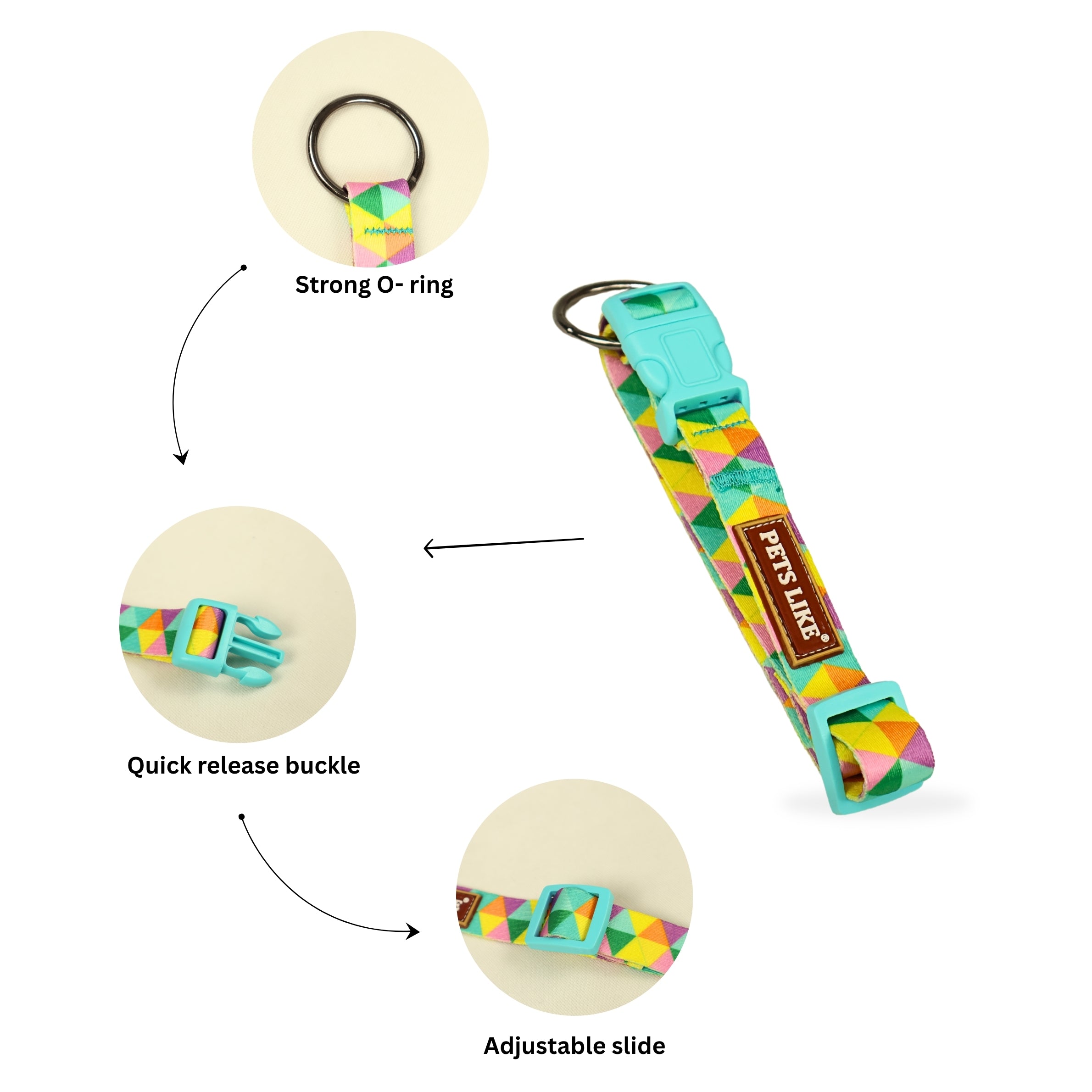 Printed Clip Collar for Dogs & Cats Adjustable, Stylish, Multi-Colour