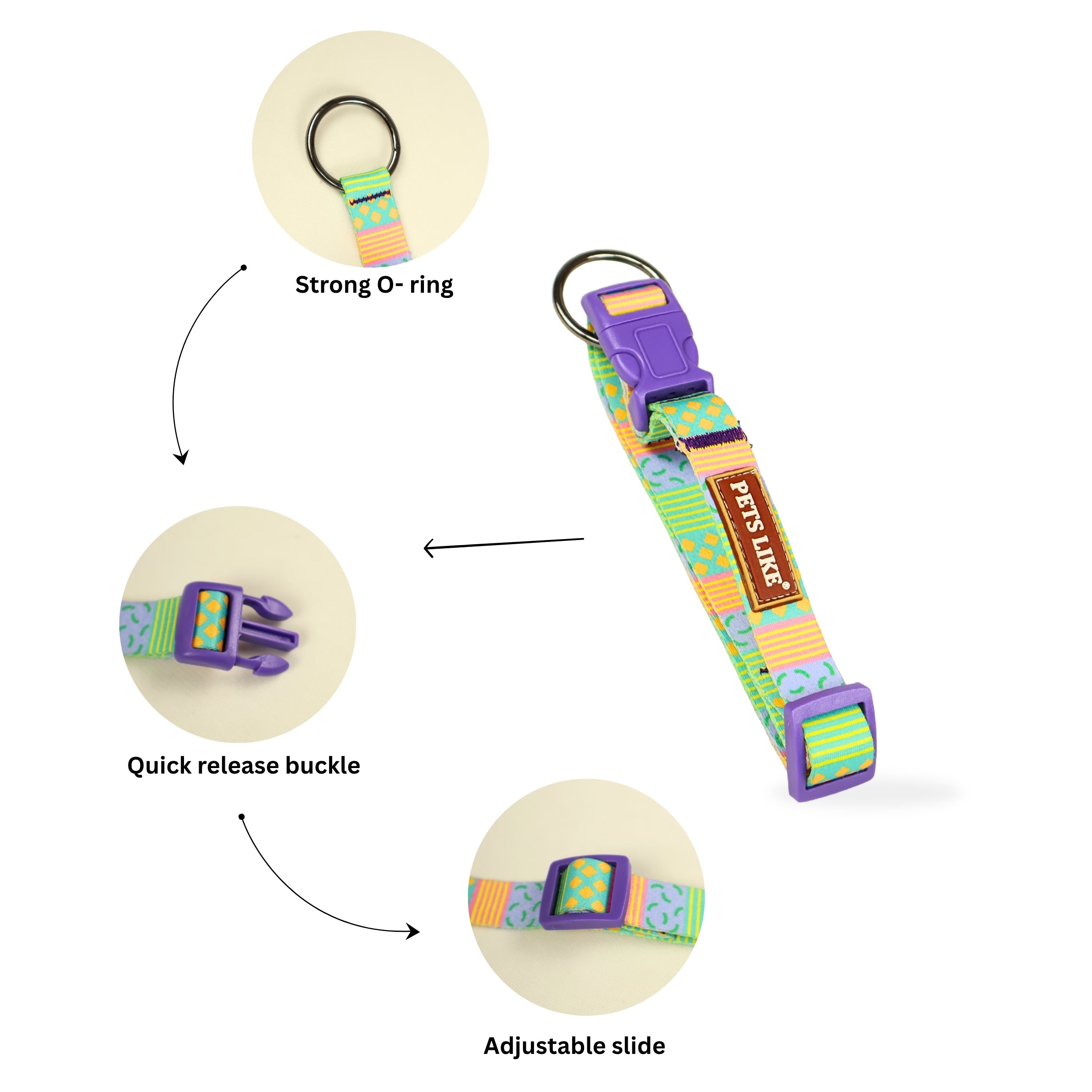 Printed Clip Collar for Dogs & Cats Adjustable, Stylish, Multi-Colour