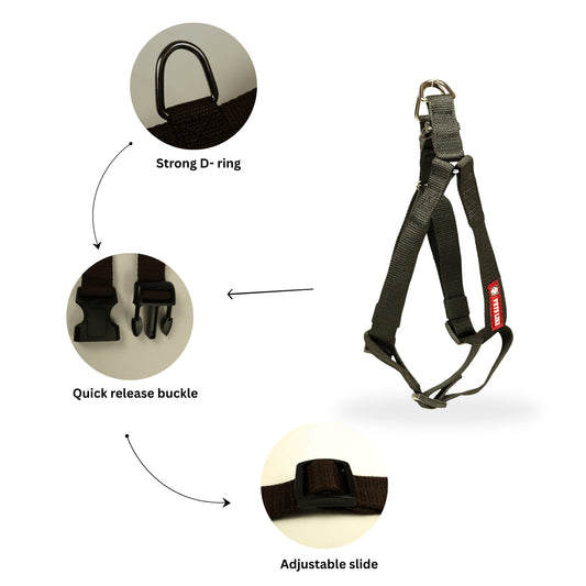 Durable No-Pull Poly V Dog Harness, Comfort Fit, Multiple Colours