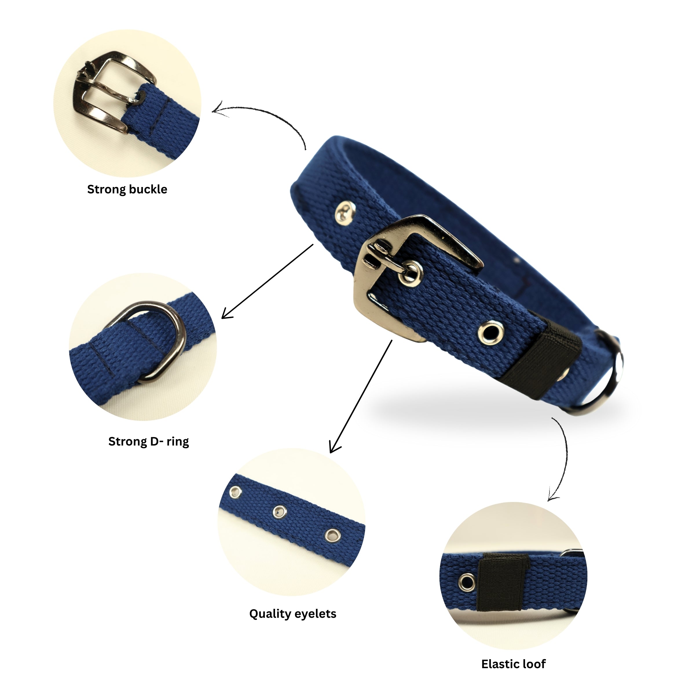 Durable Spun Poly Dog Collar for Dogs – Adjustable Fit, Multiple Colours