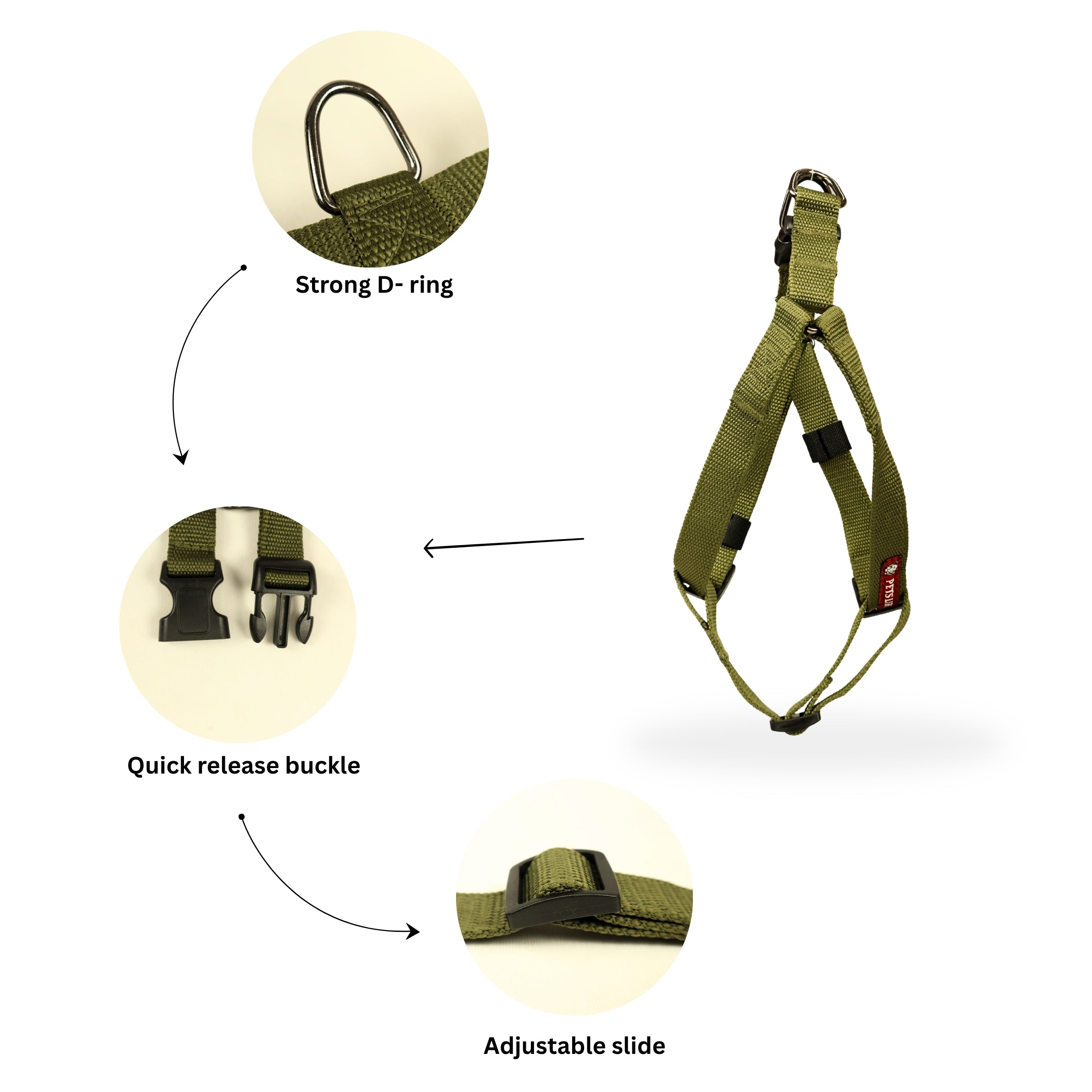 Durable No-Pull Poly V Dog Harness, Comfort Fit, Multiple Colours