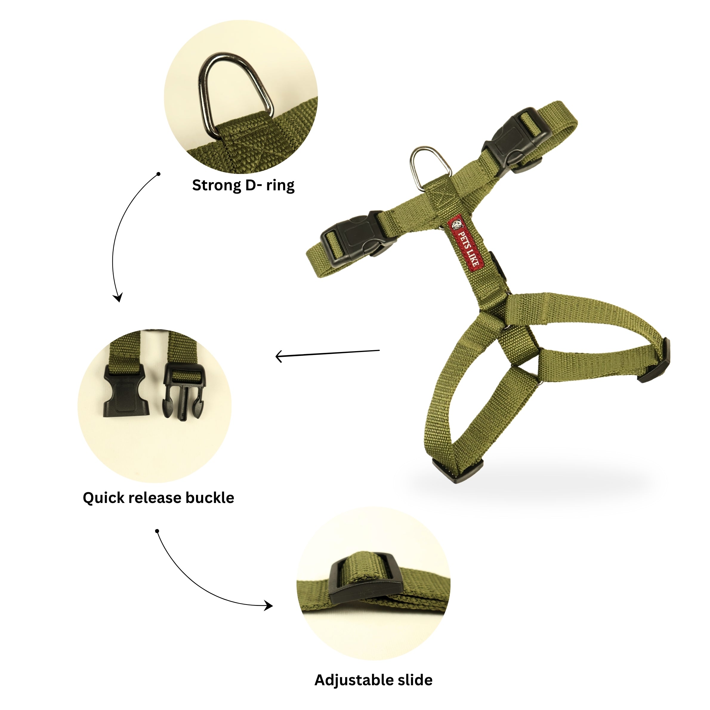 Durable No-Pull Dog Harness, Adjustable Fit in Multiple Colours