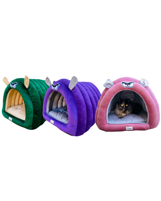 Caterpillar Cave Pet Bed for Cats & Small Dogs, Cozy Indoor Bed