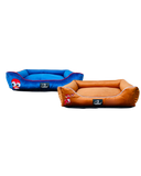 Dog Lounger Bed with Embroidered Design, Luxury Pet Comfort