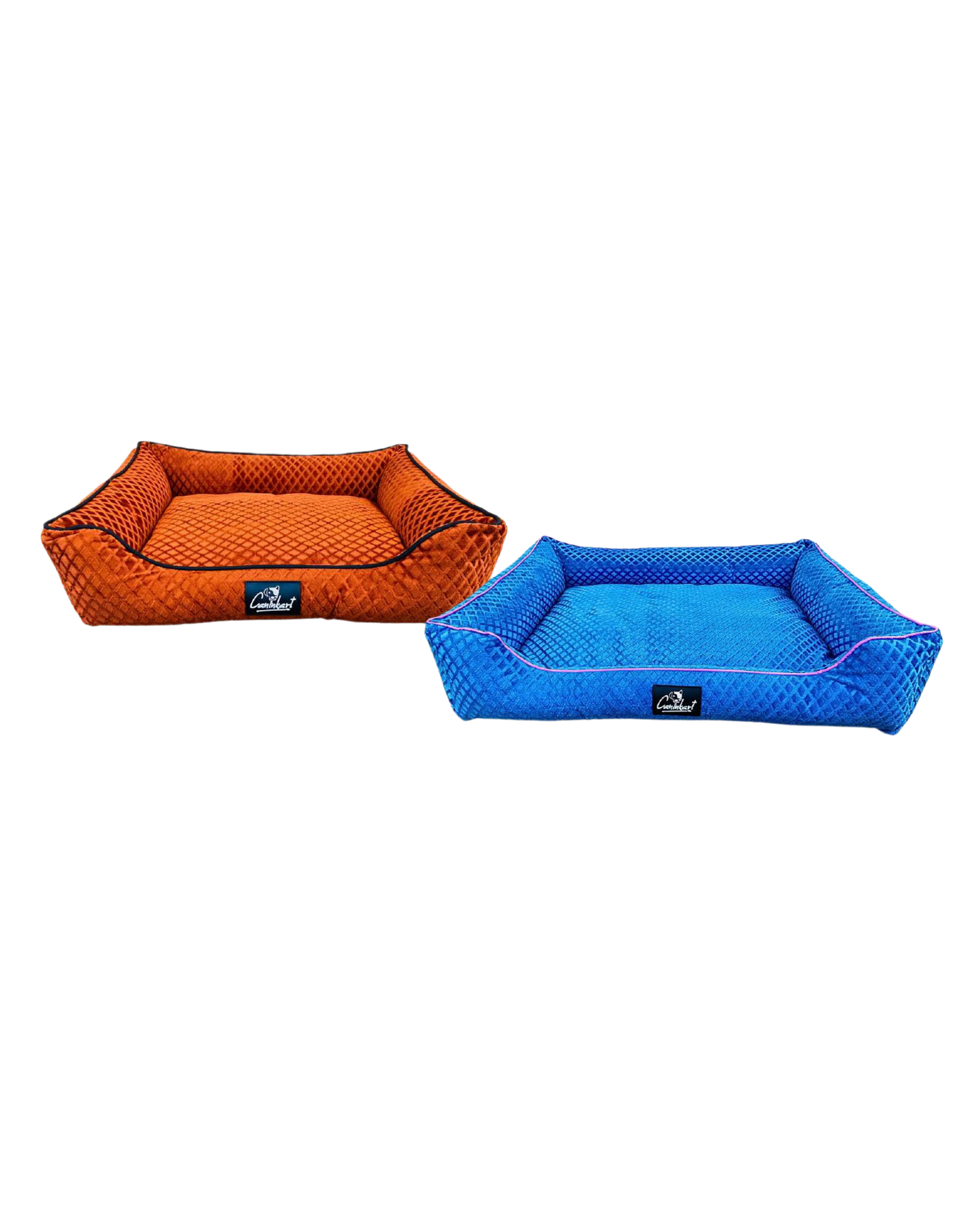 Dog Lounger Bed with Embroidered Design, Luxury Pet Comfort