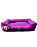 Dog Lounger Bed with Embroidered Design, Luxury Pet Comfort