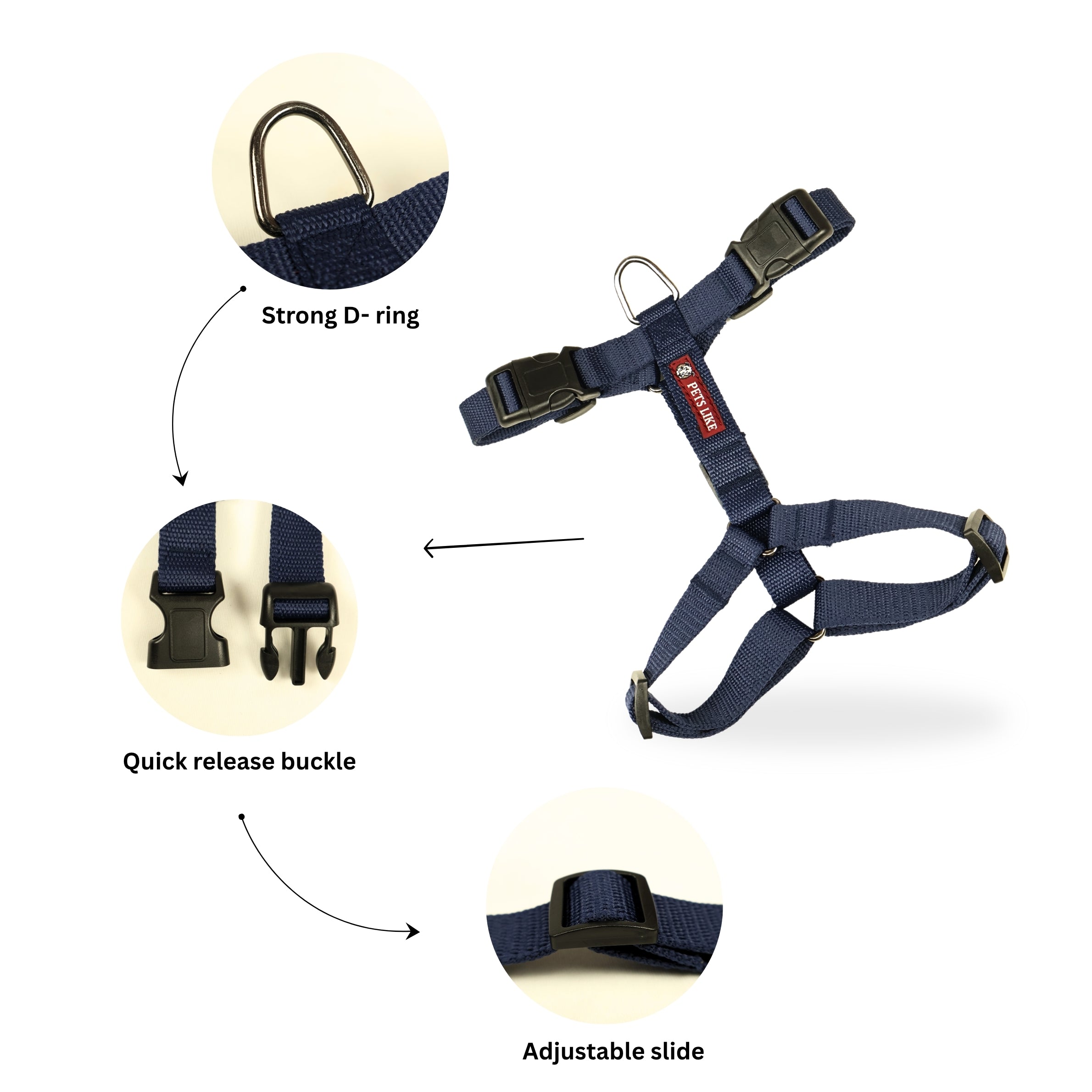 Durable No-Pull Dog Harness, Adjustable Fit in Multiple Colours