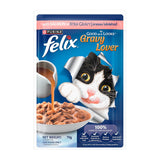 Purina Felix Gravy Lover, Tasty & Real Meaty Salmon Chunks, Wet Adult Cat Food, Balanced Nutrition