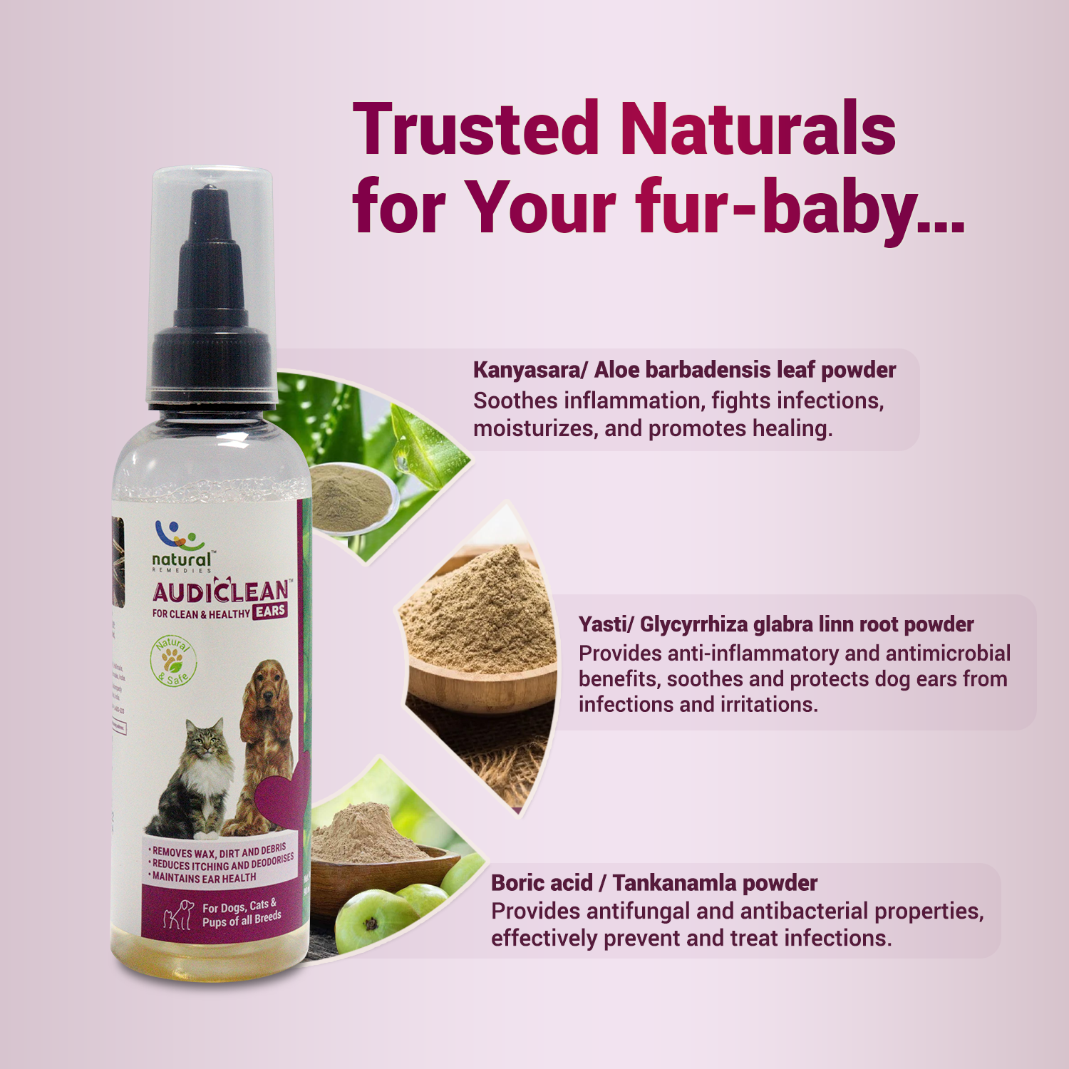 Natural Remedies Audiclean Clean and Healthy Ears for Dogs and Cats