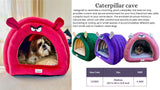 Caterpillar Cave Pet Bed for Cats & Small Dogs, Cozy Indoor Bed