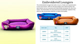 Dog Lounger Bed with Embroidered Design, Luxury Pet Comfort