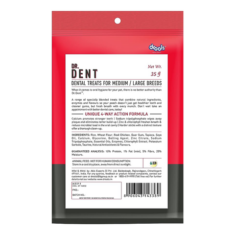 Drools - Dr. Dent - Oral Care Sticks - For Medium & Large Breed Dog