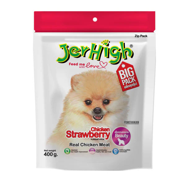 JerHigh Chicken Strawberry Flavoured Stick Dog Treats (400g)