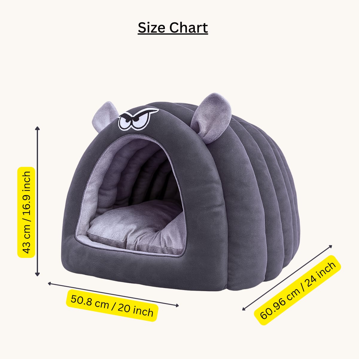 Caterpillar Cave Pet Bed for Cats & Small Dogs, Cozy Indoor Bed