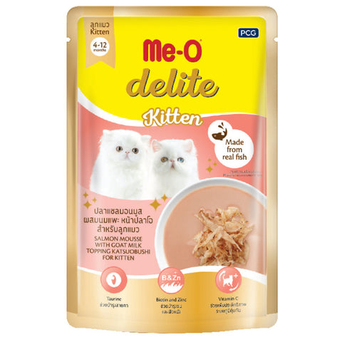 Me-O Delite Salmon Mousse with Goat Milk Topping Katsuobushi- 4-12 Months- Kitten Wet Cat Food