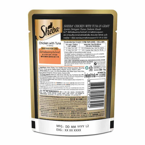 Sheba - Chicken With Tuna In Gravy - (+1 Year) - Adult Wet Cat Food - 70 Gm Pouch