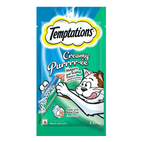 Temptations - Creamy Purrrr-ee - Maguro and Scallop Flavors - Cat Treats - 48Gm (4 pieces)